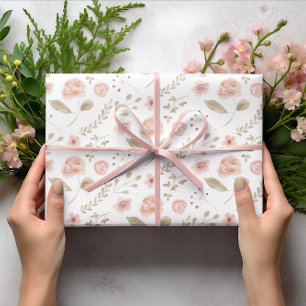 Blush Floral Wrapping Paper Flat Sheet Set of 3