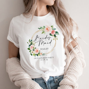 Blush Floral Wreath Bridesmaid personalised T-Shirt