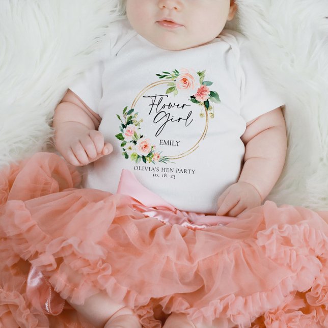 Blush Floral Wreath Flower Girl T-Shirt (Creator Uploaded)