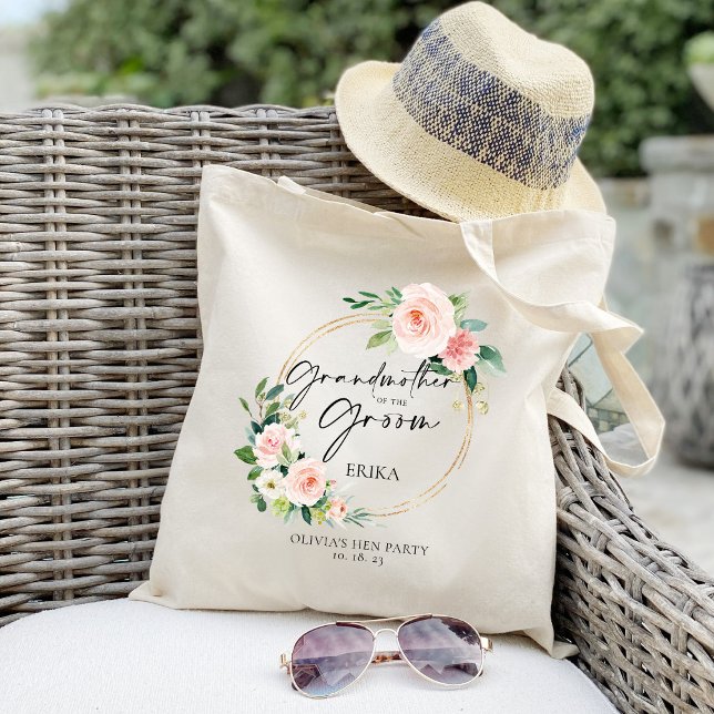 Blush Floral Wreath grandmother of the groom Tote Bag (Creator Uploaded)