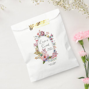Blush Floral Wreath Love Is Sweet Wedding Favour Bags