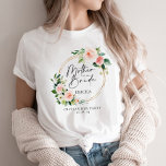 Blush Floral Wreath Mother Of The Bride T-Shirt<br><div class="desc">Looking for the perfect bridal party t-shirt collection? Look no further than our beautiful blush floral wreath collection. Featuring chic calligraphy font writing that reads "Mother Of The Bride" with the bridesmaids' names personalised on each shirt. Our collection is perfect for your bridesmaids' hen party, with space for the date...</div>