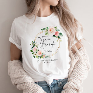 Blush Floral Wreath Team Bride personalised  T-Shirt