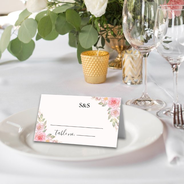 Blush Florals and Gold Wedding Party  Place Card (Creator Uploaded)