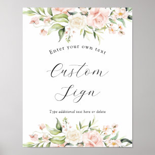 Blush Florals and Greenery Custom Text Sign