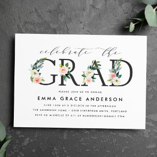 Blush Florals Graduation Party Invitation