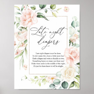 Blush Florals Late Night Diapers Sign