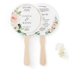 Blush Florals Round Gold Wedding Program Fan