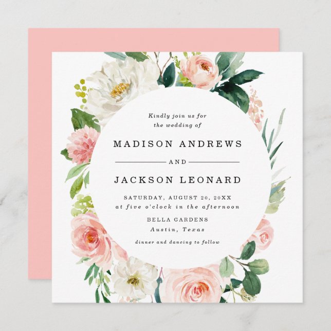 Blush Florals | Wedding Invitation (Front/Back)