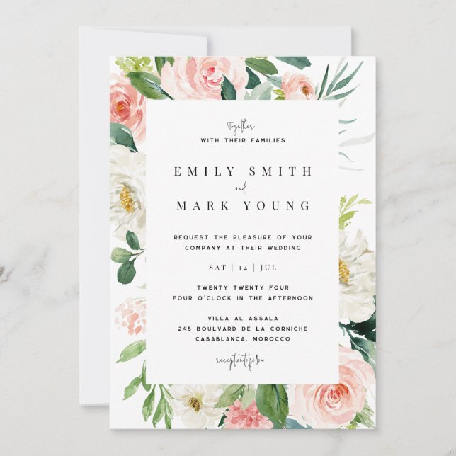 Blush Florals Wedding Invitation (Front)