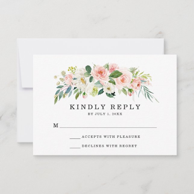 Blush Florals | Wedding RSVP Card (Front)