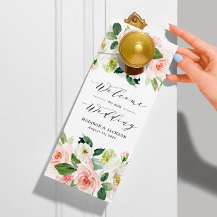Blush Florals   Wedding Welcome and Do Not Disturb Door Hanger