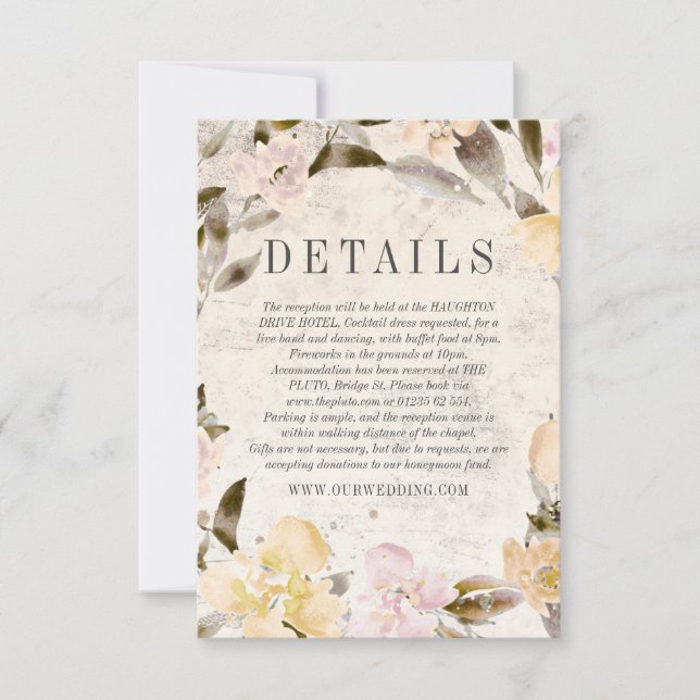 Blush florals with rustic cream backing details RS RSVP Card (Front)