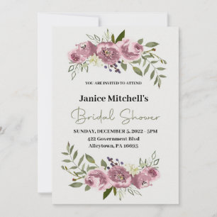 Blush Flower Bridal Shower Invitation