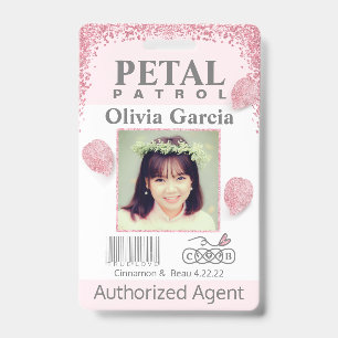 Blush flower Girl Petal Patrol Badge ID Badge
