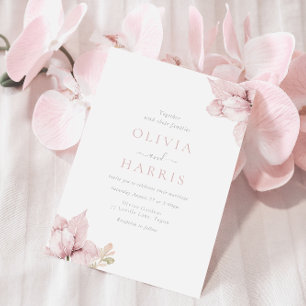 Blush Flower Petals Elegant Wedding Invitation