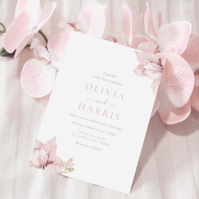 Blush Flower Petals Elegant Wedding Invitation (Creator Uploaded)