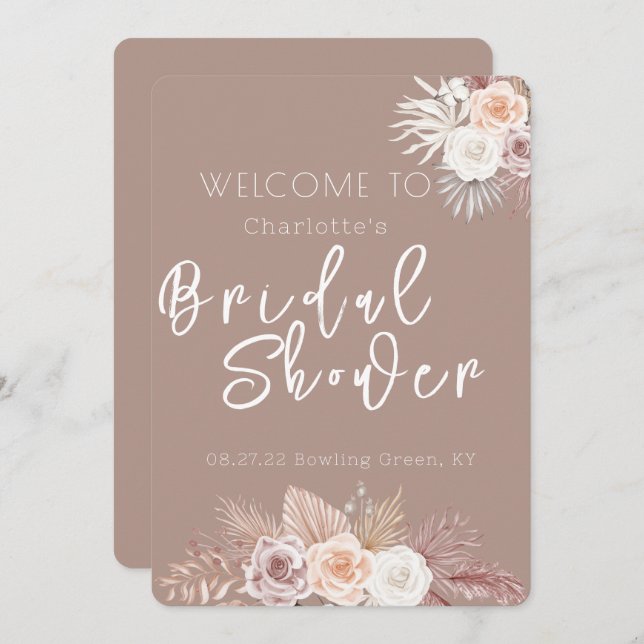 Blush Flowers Boho Bridal Shower  Invitation (Front/Back)