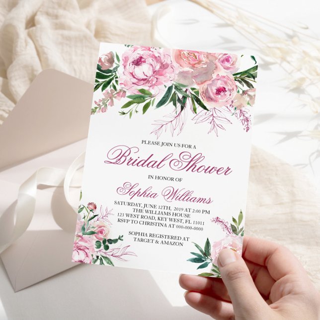 Blush Flowers Bridal Shower Invitation (Creator Uploaded)