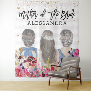 Blush Flowers Gold Glitters Mother of the Bride Tapestry