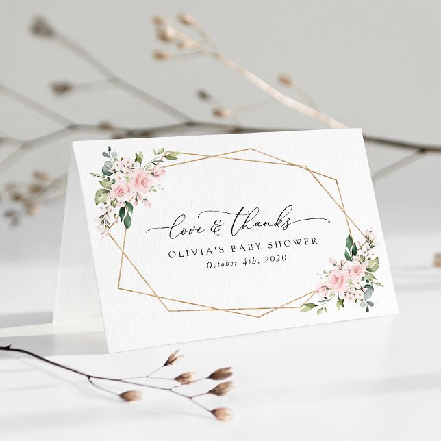 Blush Flowers, Pink Flowers, Boho, Baby Shower Thank You Card (Creator Uploaded)