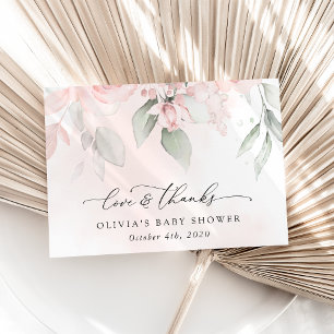 Blush Flowers, Pink Flowers, Boho, Baby Shower Thank You Card