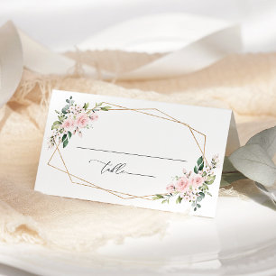 Blush Flowers, Pink Flowers, Boho, Bridal Shower Place Card