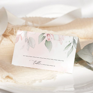 Blush Flowers, Pink Flowers, Boho, Bridal Shower Place Card