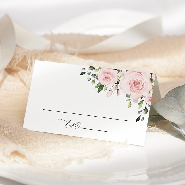 Blush Flowers, Pink Flowers, Boho, Bridal Shower Place Card (Creator Uploaded)