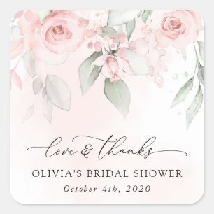 Blush Flowers, Pink Flowers, Boho, Bridal Shower Square Sticker