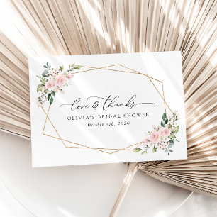 Blush Flowers, Pink Flowers, Boho, Bridal Shower Thank You Card