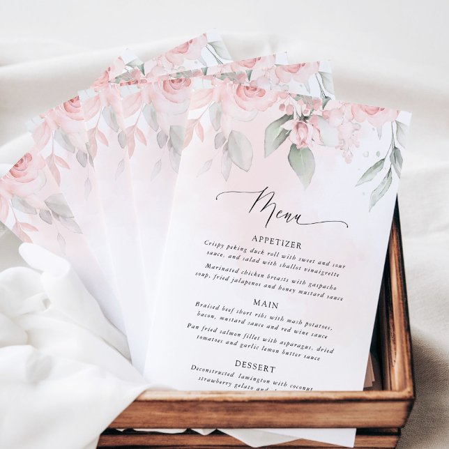 Blush Flowers, Pink Flowers, Boho, Wedding Menu (Creator Uploaded)