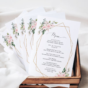 Blush Flowers, Pink Flowers, Boho, Wedding Menu