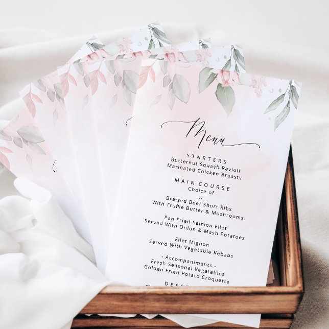 Blush Flowers, Pink Flowers, Boho, Wedding Menu (Creator Uploaded)