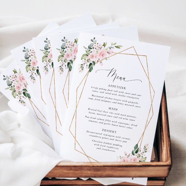 Blush Flowers, Pink Flowers, Bridal Shower Menu (Creator Uploaded)