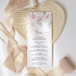 Blush Flowers, Pink Flowers, Greenery, Wedding Men Menu