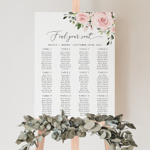 Blush Flowers, Pink Flowers, Wedding Seating Chart