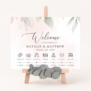 Blush Flowers, Pink Flowers, Wedding Timeline Poster