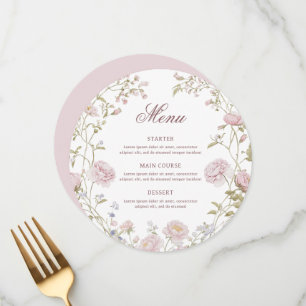 Blush Flowers Round Menu