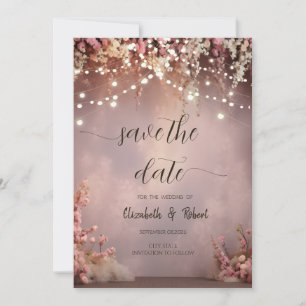 Blush Flowers String Lights Save The Date