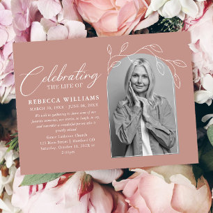 Blush Foliage Celebration of Life  Invitation