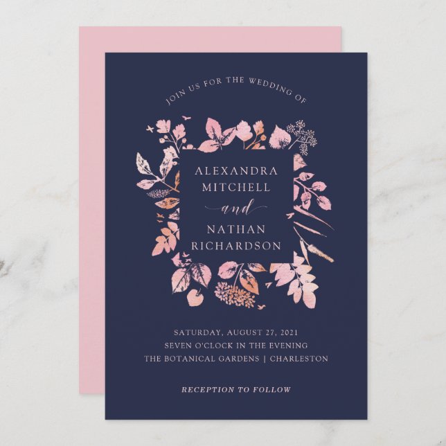 Blush Foliage | Wedding Invitation (Front/Back)