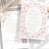 Blush Folk Floral QR RSVP All-In-One Wedding