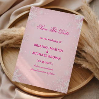 Blush Frosted Snowflake Winter Serenity Save The Date