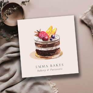 BLUSH FRUIT FLORAL CAKE PATISSERIE CUPCAKE BAKERY SQUARE BUSINESS CARD