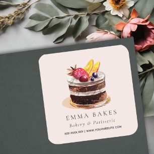 BLUSH FRUIT FLORAL CAKE PATISSERIE CUPCAKE BAKERY SQUARE STICKER