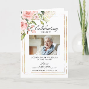 Blush Funeral Order of Service, Memorial Program Programme