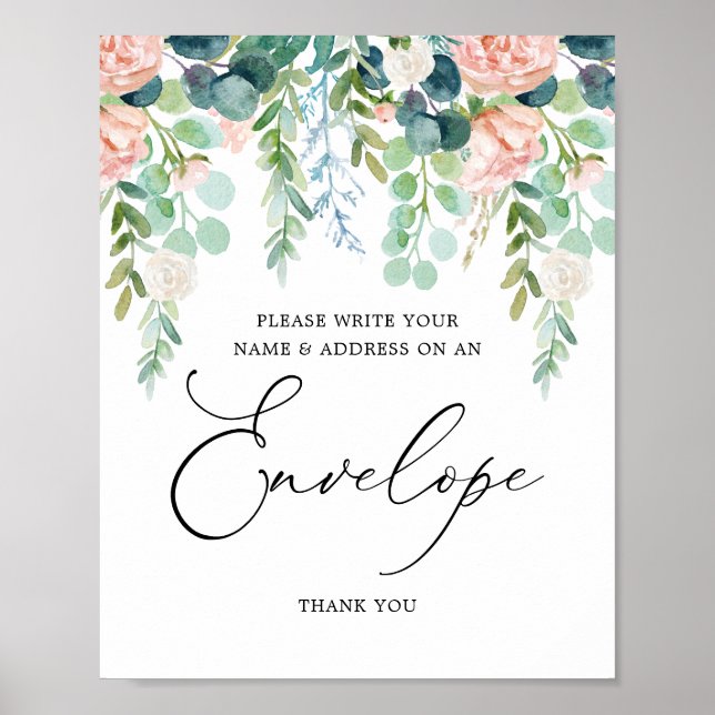 Blush Garden Baby Shower Address Envelope Sign (Front)