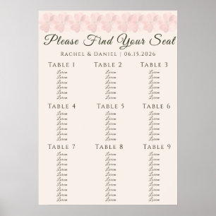 Blush Garden Floral Minimal Wedding Seating Chart