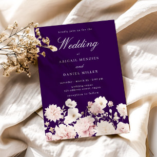 Blush Garden Floral Purple Wedding Invitation
